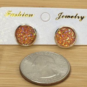 Harvest Orange Druzy Earrings